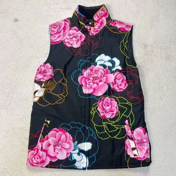 LEONARD 레오나르 리버서블 꽃무늬 블랙 베스트 L 사이즈