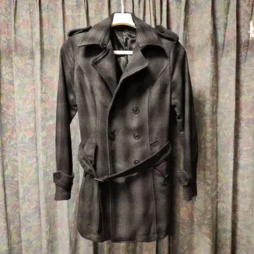 다크 그레이 트렌치코트 더블 브레스트
