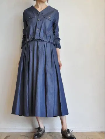 HIPPINESS 데님 원피스 다크 블루 rehersall