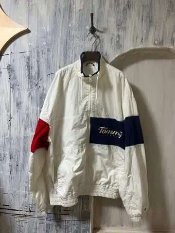 타미힐피거 진스 타미 나일론 자켓 화이트/네이비/레드