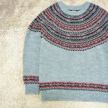 URBAN RESEARCH 니트 노르딕 무늬 크루넥 그레이 L