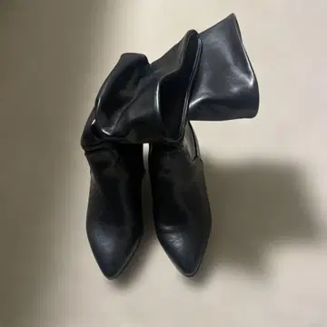 블랙 합성 피혁 롱 부츠