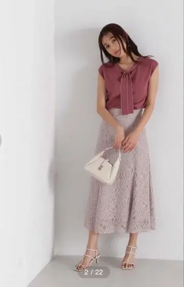 새상품급 NATURAL BEAUTY BASIC 리프 무늬 레이스 스커트