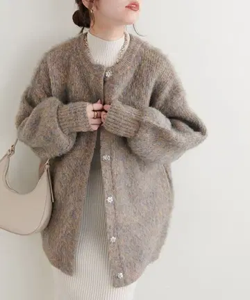 natural couture 내추럴 꾸뛰르 멜란지 안감 니트 코트