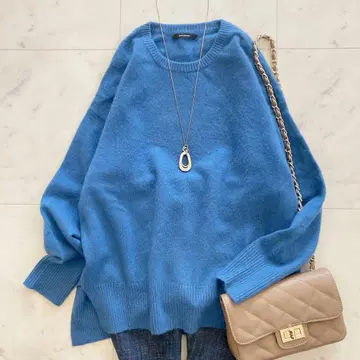 새상품급 저널 스탠다드 캐시미어 100% 크루넥 풀오버 블루