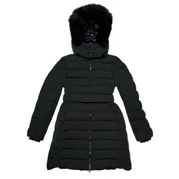 컨디션 최상 ZARA 퍼 다운 코트 벨트 S 블랙