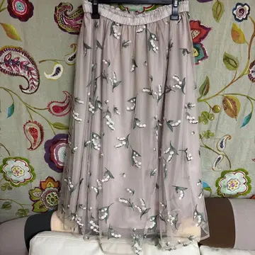 로즈 티아라 46 사이즈 꽃무늬 자수 튤 스커트