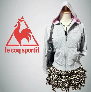 르꼬끄 스포르티브 지퍼 후드티 그레이 핑크 Y2K 헤이세이 갸루 그런지