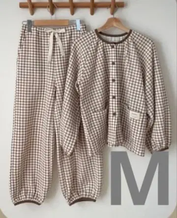 시마무라 choco 룸웨어 파자마 브라운 체크 M