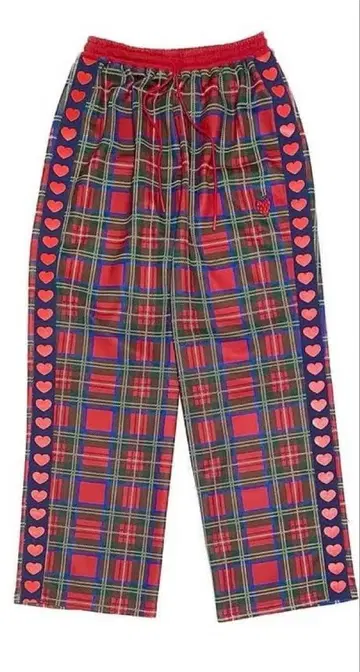 HEIHEI 트랙 팬츠 체크 무늬 RED