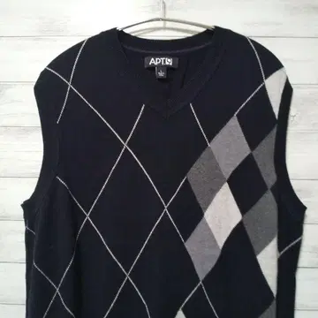아가일 무늬 니트 베스트 블랙 L 블랙 USA 구제 의류