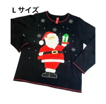 산타클로스 자수 긴팔 니트 스웨터 L 사이즈