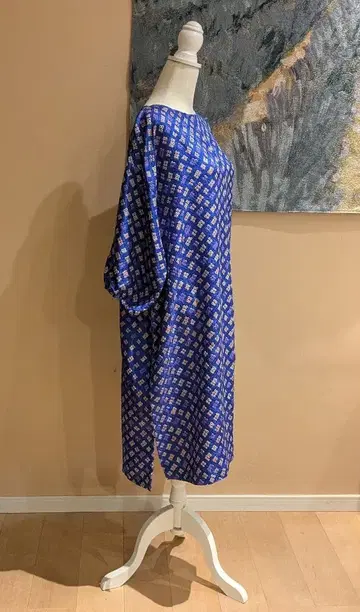 순수 실크 시보리 기모노 리메이크 7부 소매 원피스 풀오버