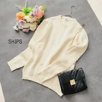 새상품급*SHIPS 게이지 랜덤/아란 크루넥 니트