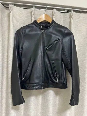 FREAK'S STORE 블랙 램 가죽 라이더 자켓