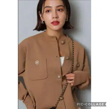 ( 미사용 새상품 ) 아르페쥬 스토리 금장 버튼 니트 자켓 카멜