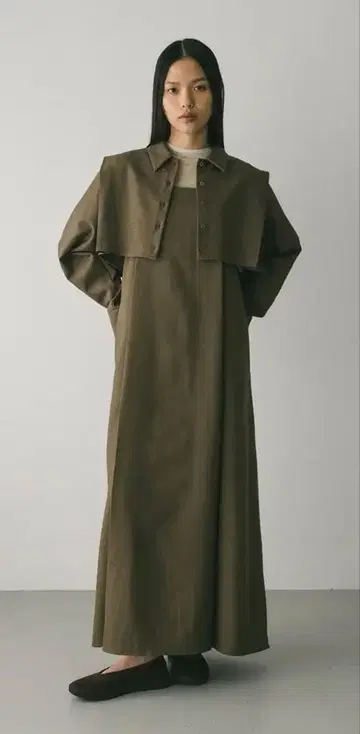 [새상품급] STYLEMIXER 2피스 셔츠 레이어드 원피스 브라운 S