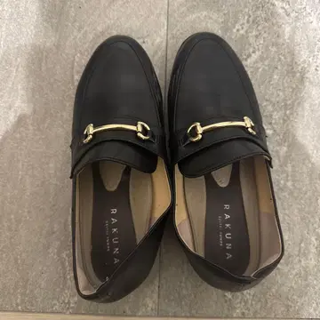 RAKUNA 블랙 로퍼 골드 금장 장식