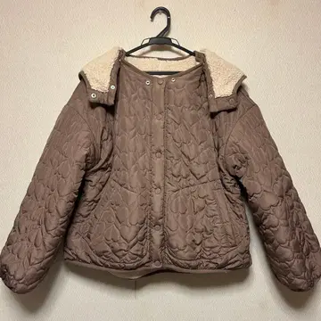 NICE CLAUP 리버서블 브라운 퀼팅 자켓 후드 탈부착 가능