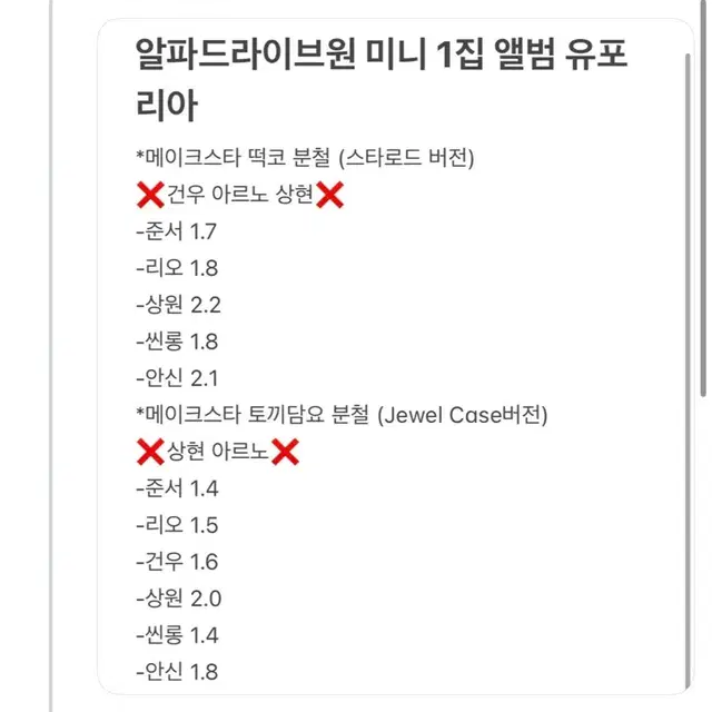 알디원 유포리아 앨범 떡코/토끼담요 분철