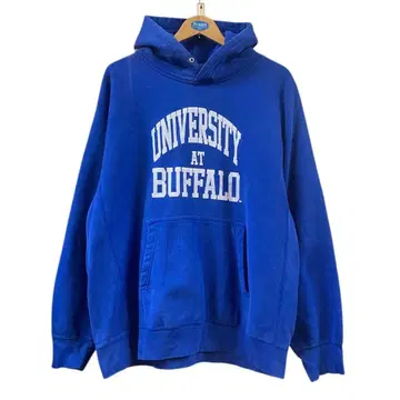 빈티지 3단 프린트 리버스 타입 후드티 XL 파랑 블루 구제 의류