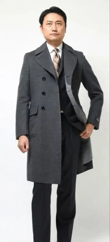 정가 319,000엔 Belvest 울 플란넬 더블 체스터 코트 48