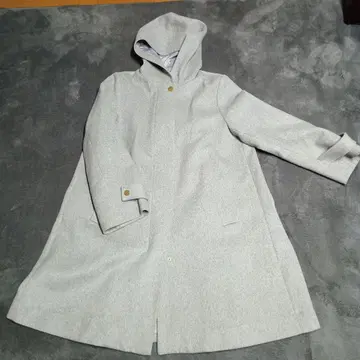 [ Ray BEAMS 후드 부착 그레이 롱 코트 ] 새상품급 얼룩 없음