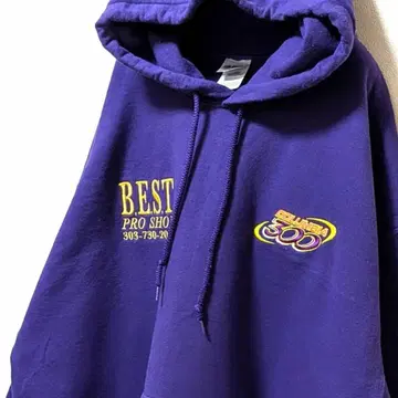 길단 컬럼비아300 로고 자수 후드 맨투맨 퍼플 보라색 L 구제 의류