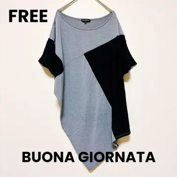 BUONA GIORNATA 돌먼 티셔츠 그레이 x 블랙 F 사이즈