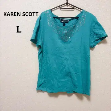 KAREN SCOTT [ L ] 에메랄드 그린 스톤 장식 반짝이는 셔츠
