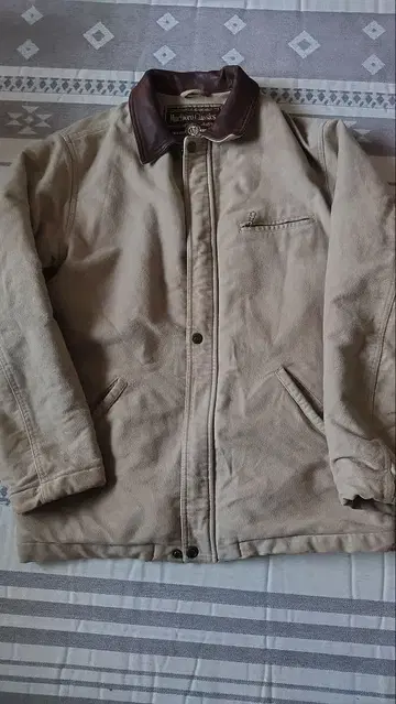 marlboro classics 옷깃 천연 가죽 헌팅 자켓