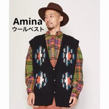 [차이하네] 핸드 니트 MEN'S 울 베스트 남녀 공용 니트 베스트 키림