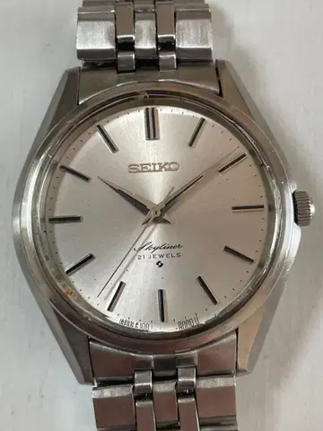 SEIKO 스카이 라이너 수동 와인딩 시계 21주얼 실버