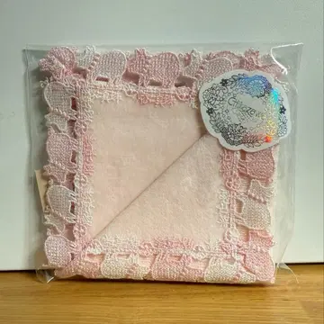 치카자와 레이스 돼지에게 진주 타월 손수건 핑크 미개봉