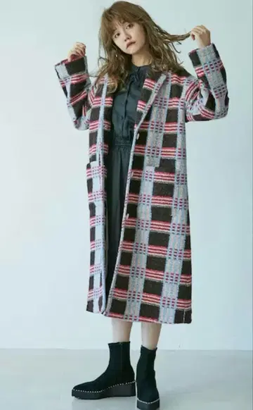 [ merry jenny ] 바이컬러 체크 체스터 코트