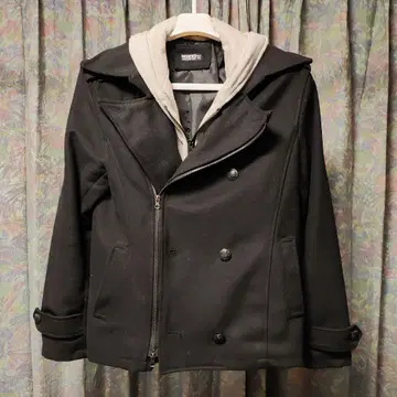 블랙 더블 라이더 자켓 울 혼방