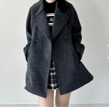 안미르 anmille 플레어A 라인 코트 차콜