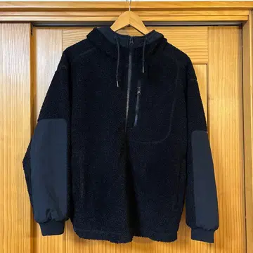 GU 플리스 자켓 블랙 후드 부착 S