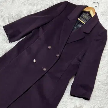 SANYO Carat 다크 퍼플 캐시미어 롱 코트 M~L 상당