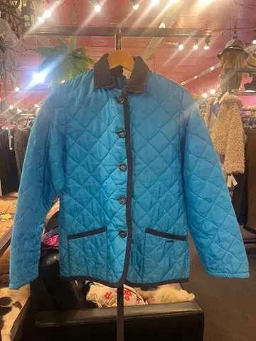 라벤햄 스카이블루 코듀로이 옷깃 퀼팅 자켓