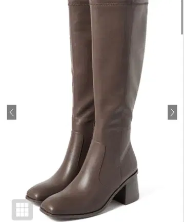 GRL 스퀘어토 플레어 힐 가죽 롱 부츠 23.5 브라운