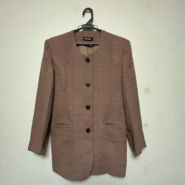 [ 새상품급 ] 정가 59000 노카라 체크 자켓 브라운 계열