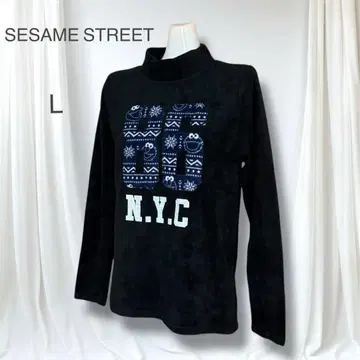 세서미 스트릿 퍼지 극미품 66 N.Y.C 로고 긴팔 상의 L 블랙