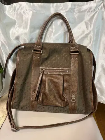 JEANASIS 앤티크 인조 가죽 토트 카키 계열 기타