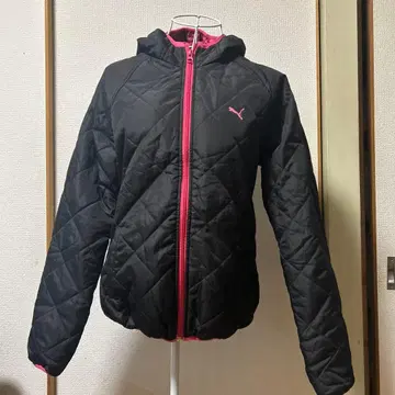 PUMA 퀼팅 자켓 블랙/핑크