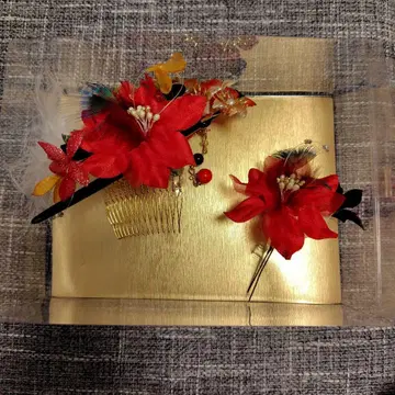 일본 의류 머리 장식 빨간색 꽃 빗 포함