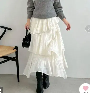 택 포함 새상품 플리츠 티어드 롱 스커트