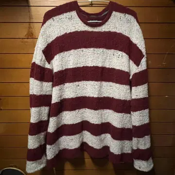 glamb 스트라이프 니트 스웨터 보르도/화이트