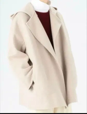 새상품급 보르지 프리미엄 울 리버 후디드 코트 옅은 베이지 S 상당