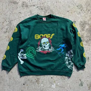 올드 스케이트 멀티 프린트 부트 맨투맨 파웰 XL 그린